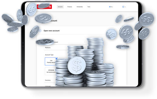 A screen with some coins depicting how you can deposit funds ans start trading the markets