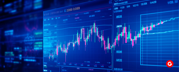 MT4 platform and multiple monitors showing real-time financial charts for analysis.