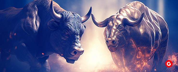 Two bullish symbols, indicative of an optimistic outlook in the forex investment portfolio.