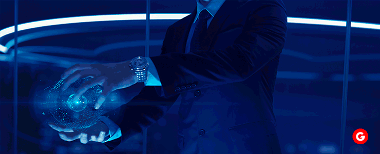 A man in a suit holding a glowing orb, symbolizing power and influence in election years trading.