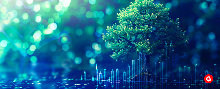Tree in front of green background, suitable for forex futures strategies