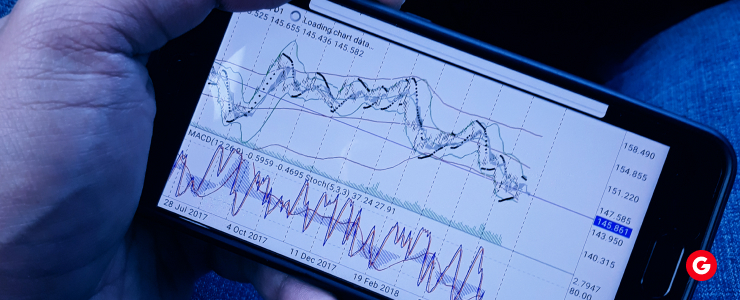 A user navigating Google Finance on a smartphone, focusing on day trading functionalities.