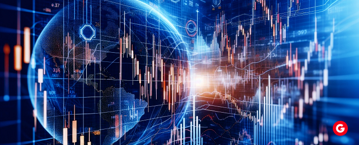 Global stock market index chart showing trends and fluctuations in various international markets.