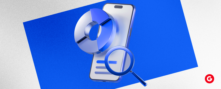 A blue and white phone beside a magnifying glass, symbolizing communication and enhanced visibility.