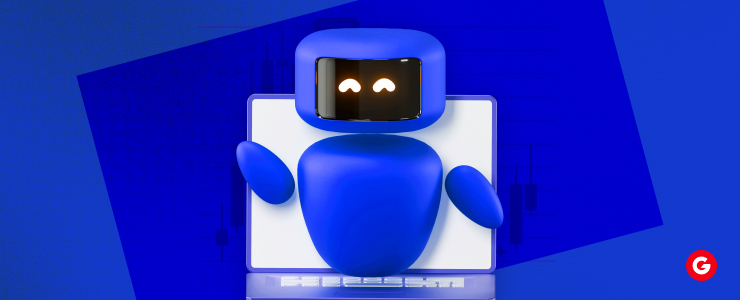 A blue robot featuring a face, representing an MT4 trading bot for automated trading solutions.